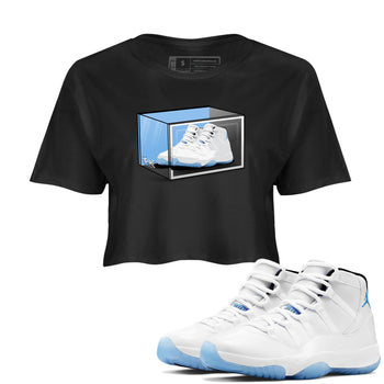 11s Legend Blue shirts to match jordans Shoe Box best t shirts to wear with jordans AJ11 Retro Legend Blue match shoes to clothes SNRT Sneaker Tees unisex cotton Black 1 crop tee