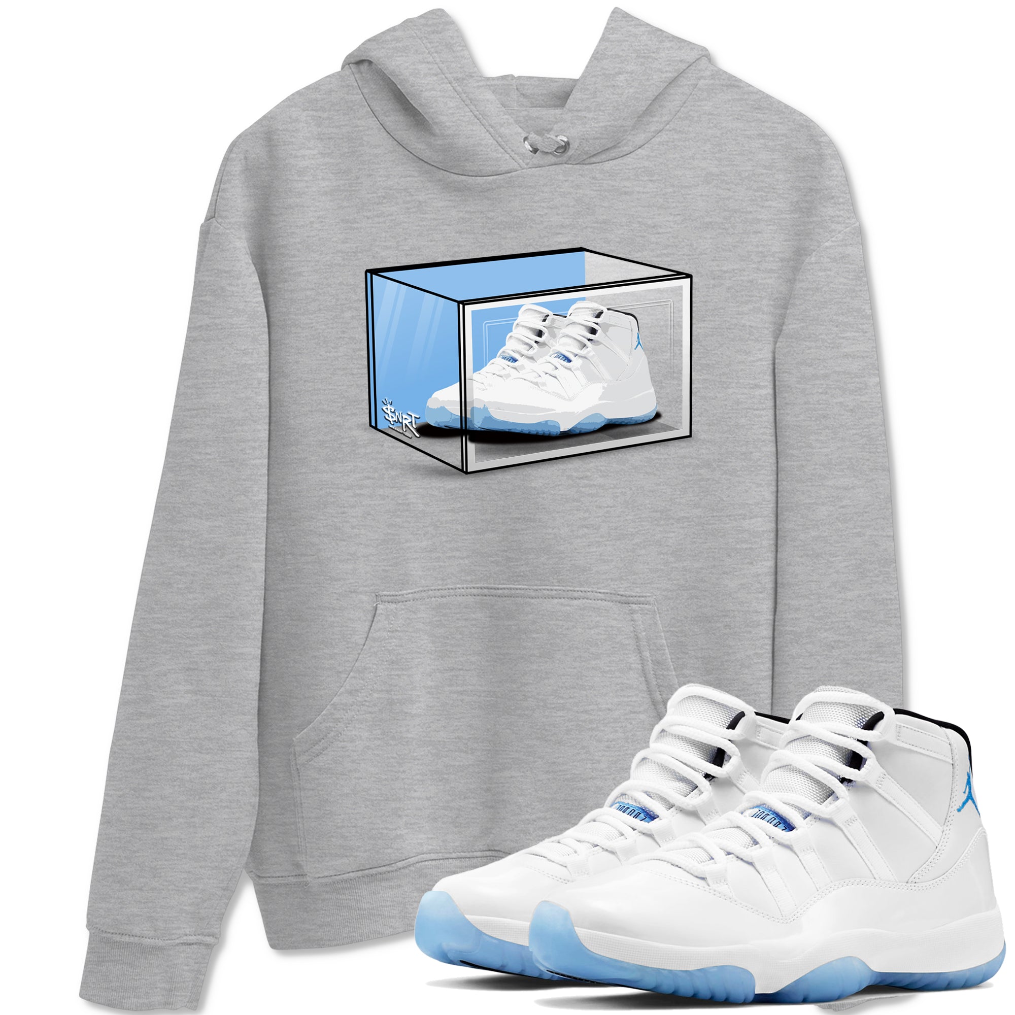 11s Legend Blue shirts to match jordans Shoe Box best t shirts to wear with jordans AJ11 Retro Legend Blue match shoes to clothes SNRT Sneaker Tees unisex cotton Heather Grey 1 shirts