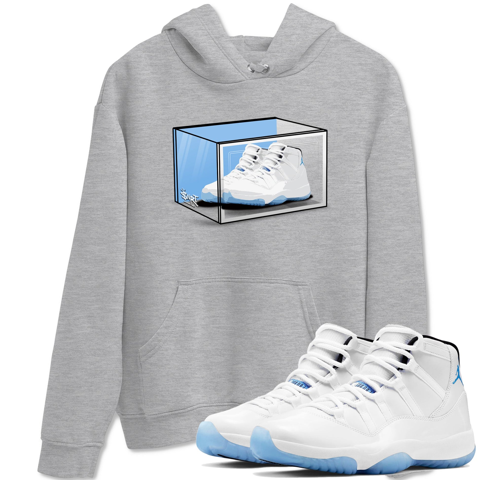 11s Legend Blue shirts to match jordans Shoe Box best t shirts to wear with jordans AJ11 Retro Legend Blue match shoes to clothes SNRT Sneaker Tees unisex cotton Heather Grey 1 shirts