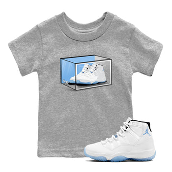 11s Legend Blue shirts to match jordans Shoe Box best t shirts to wear with jordans AJ11 Retro Legend Blue match shoes to clothes SNRT Sneaker Tees Youth Baby Heather Grey 1 tee
