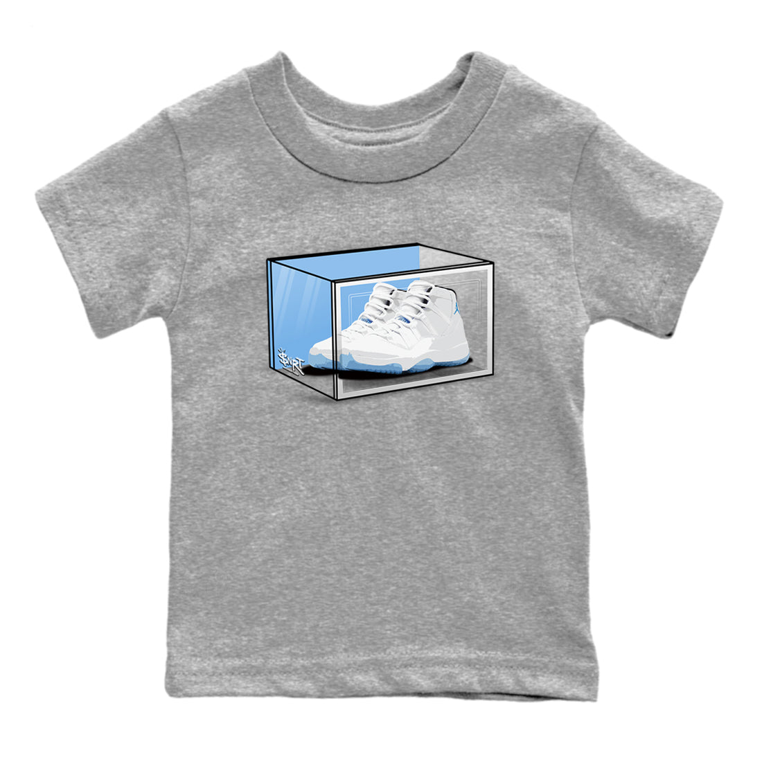 11s Legend Blue shirts to match jordans Shoe Box best t shirts to wear with jordans AJ11 Retro Legend Blue match shoes to clothes SNRT Sneaker Tees Youth Baby Heather Grey 2 tee