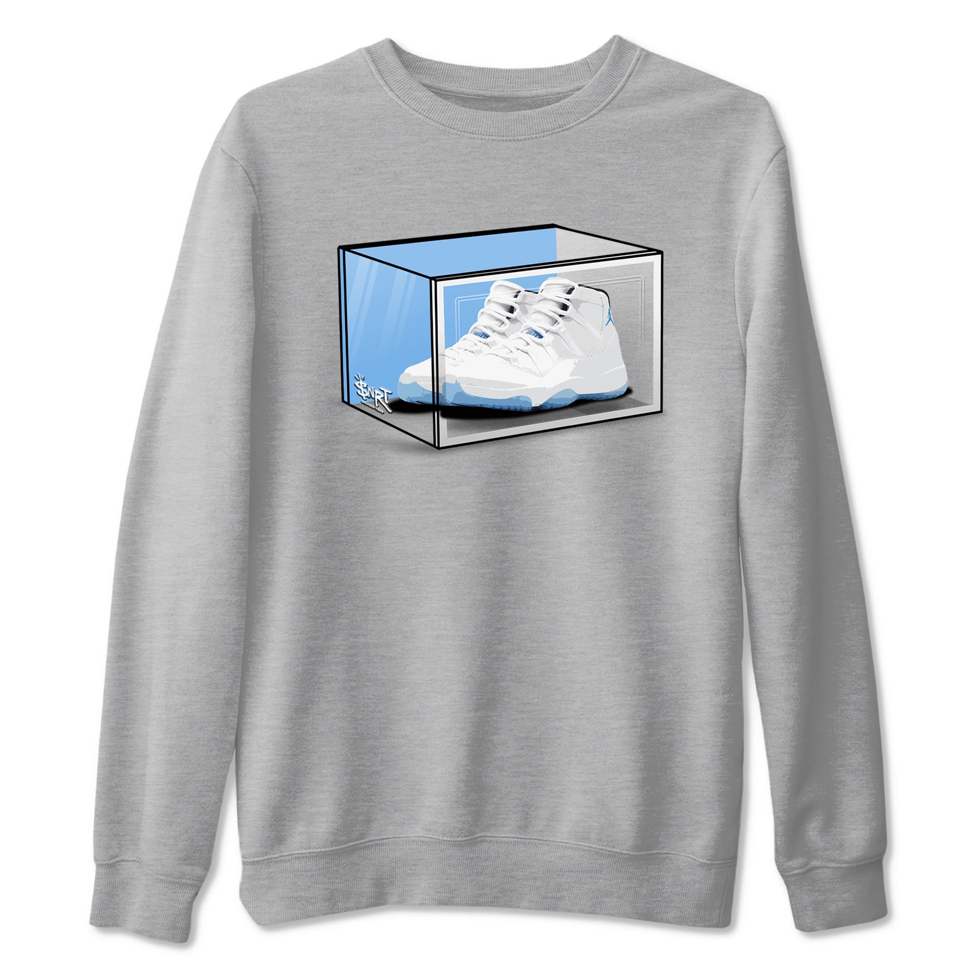 11s Legend Blue shirts to match jordans Shoe Box best t shirts to wear with jordans AJ11 Retro Legend Blue match shoes to clothes SNRT Sneaker Tees unisex cotton Heather Grey 2 shirts