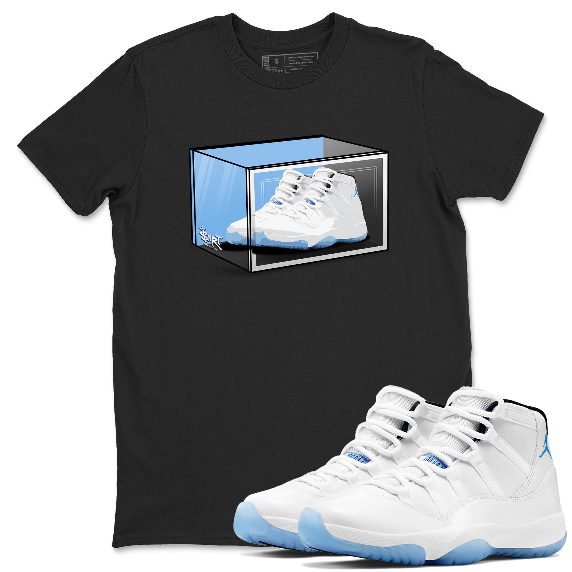 11s Legend Blue shirts to match jordans Shoe Box best t shirts to wear with jordans AJ11 Retro Legend Blue match shoes to clothes SNRT Sneaker Tees unisex cotton Black 1 shirts
