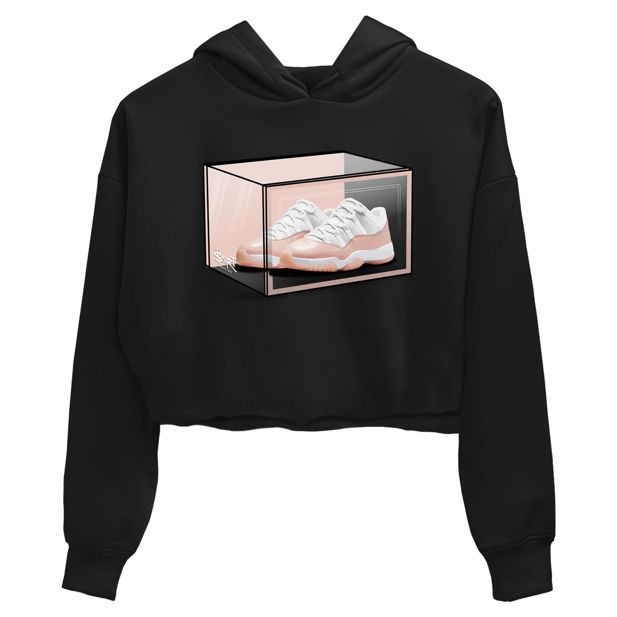 Air Jordan 11 Low Legend Pink shirts to match jordans Shoe Box sneaker match tees 11s Legend Pink SNRT Sneaker Tees streetwear brand Black 2 crop tee