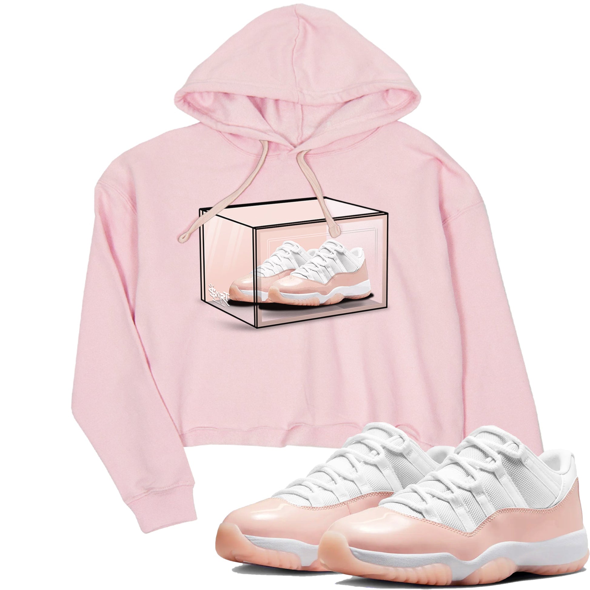 Air Jordan 11 Low Legend Pink shirts to match jordans Shoe Box sneaker match tees 11s Legend Pink SNRT Sneaker Tees streetwear brand Pink 1 crop tee