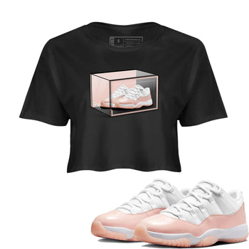 Air Jordan 11 Low Legend Pink shirts to match jordans Shoe Box sneaker match tees 11s Legend Pink SNRT Sneaker Tees streetwear brand Black 1 crop tee