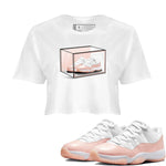 Air Jordan 11 Low Legend Pink shirts to match jordans Shoe Box sneaker match tees 11s Legend Pink SNRT Sneaker Tees streetwear brand White 1 crop tee