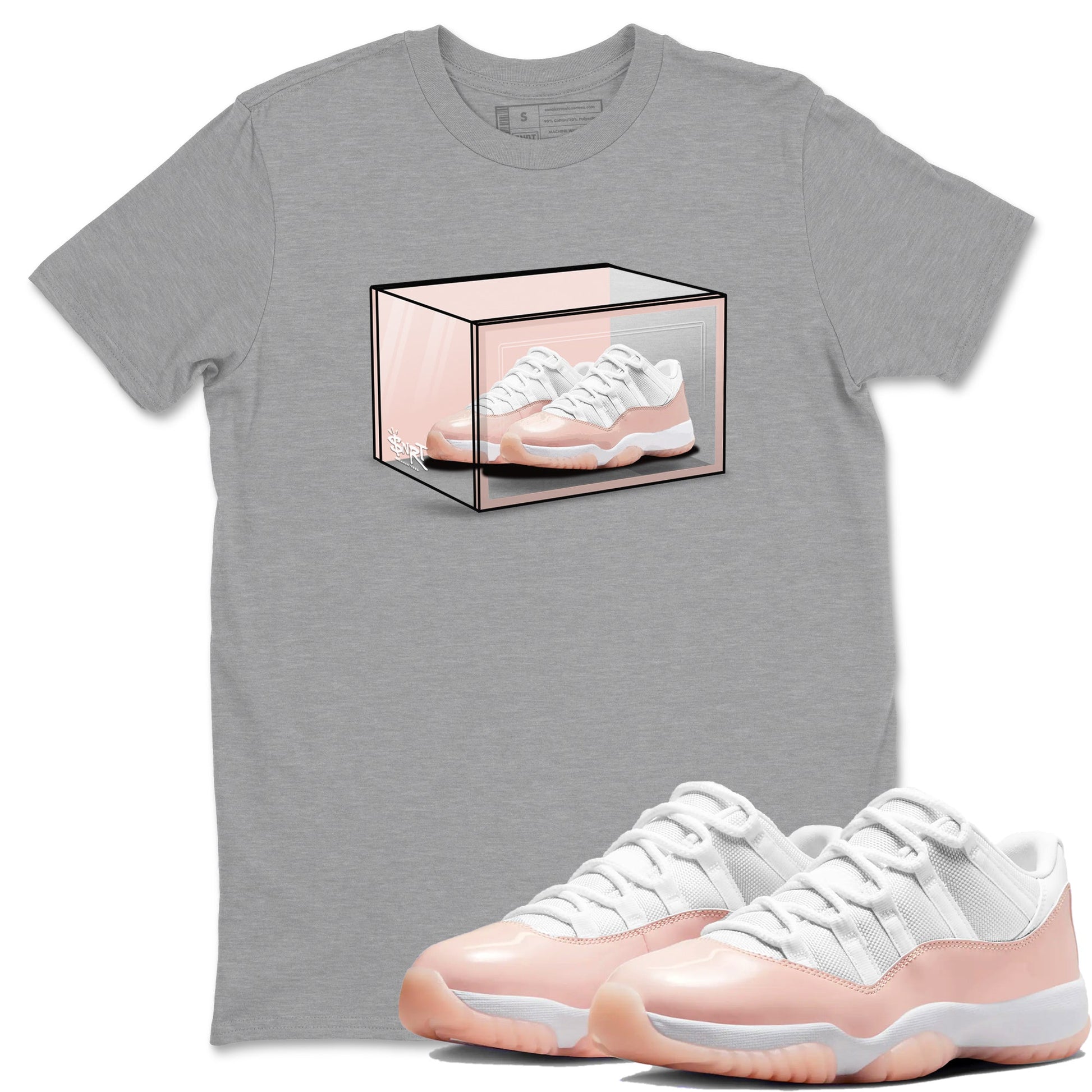 Air Jordan 11 Low Legend Pink shirts to match jordans Shoe Box sneaker match tees 11s Legend Pink SNRT Sneaker Tees streetwear brand Heather Grey 1 unisex cotton tee