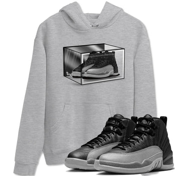 12s Black Wolf Grey shirts to match jordans Shoe Box sneaker match tees Air Jordan 12 Black Wolf Grey match shoes to clothes SNRT Sneaker Tees unisex cotton Heather Grey 1 shirts
