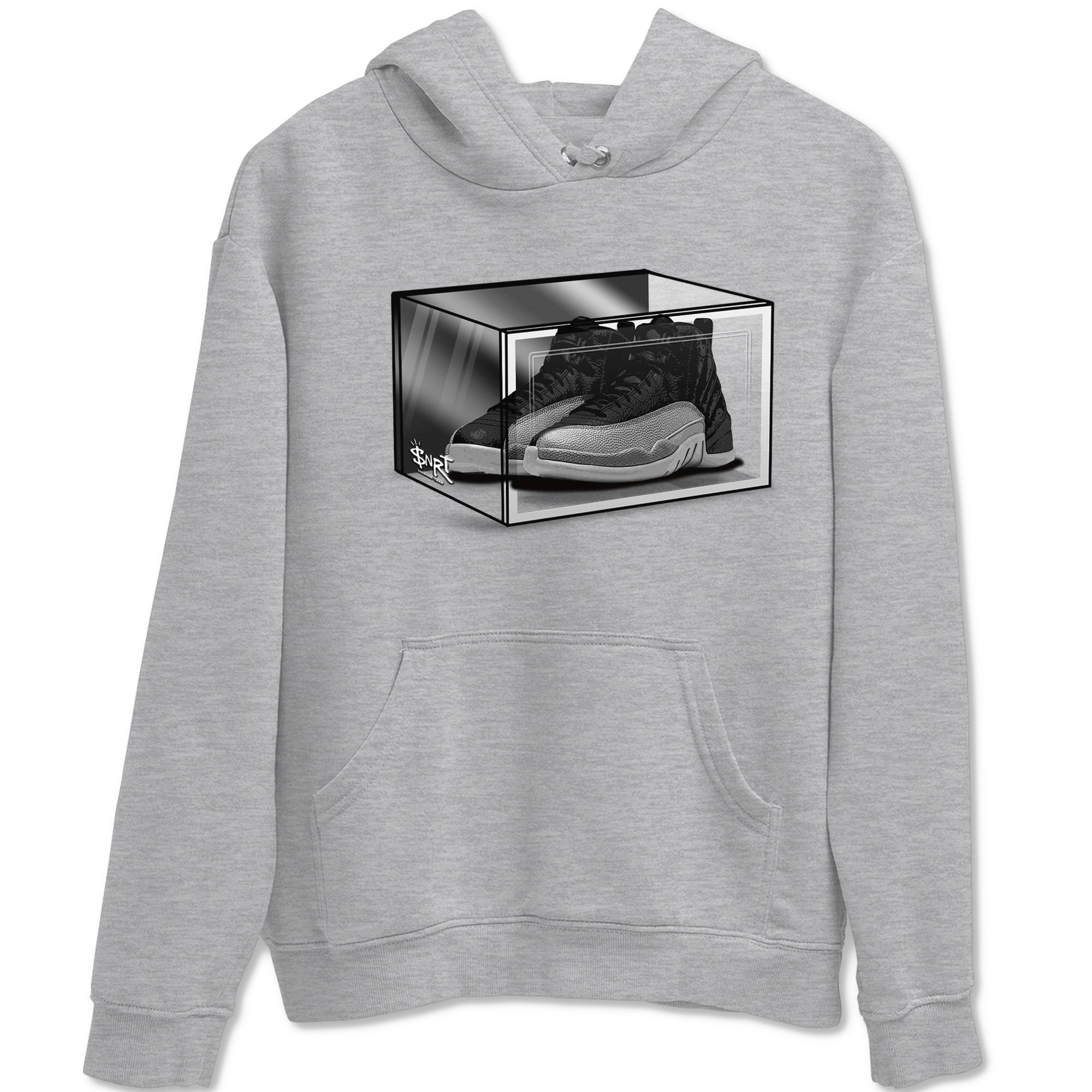 12s Black Wolf Grey shirts to match jordans Shoe Box sneaker match tees Air Jordan 12 Black Wolf Grey match shoes to clothes SNRT Sneaker Tees unisex cotton Heather Grey 2 shirts
