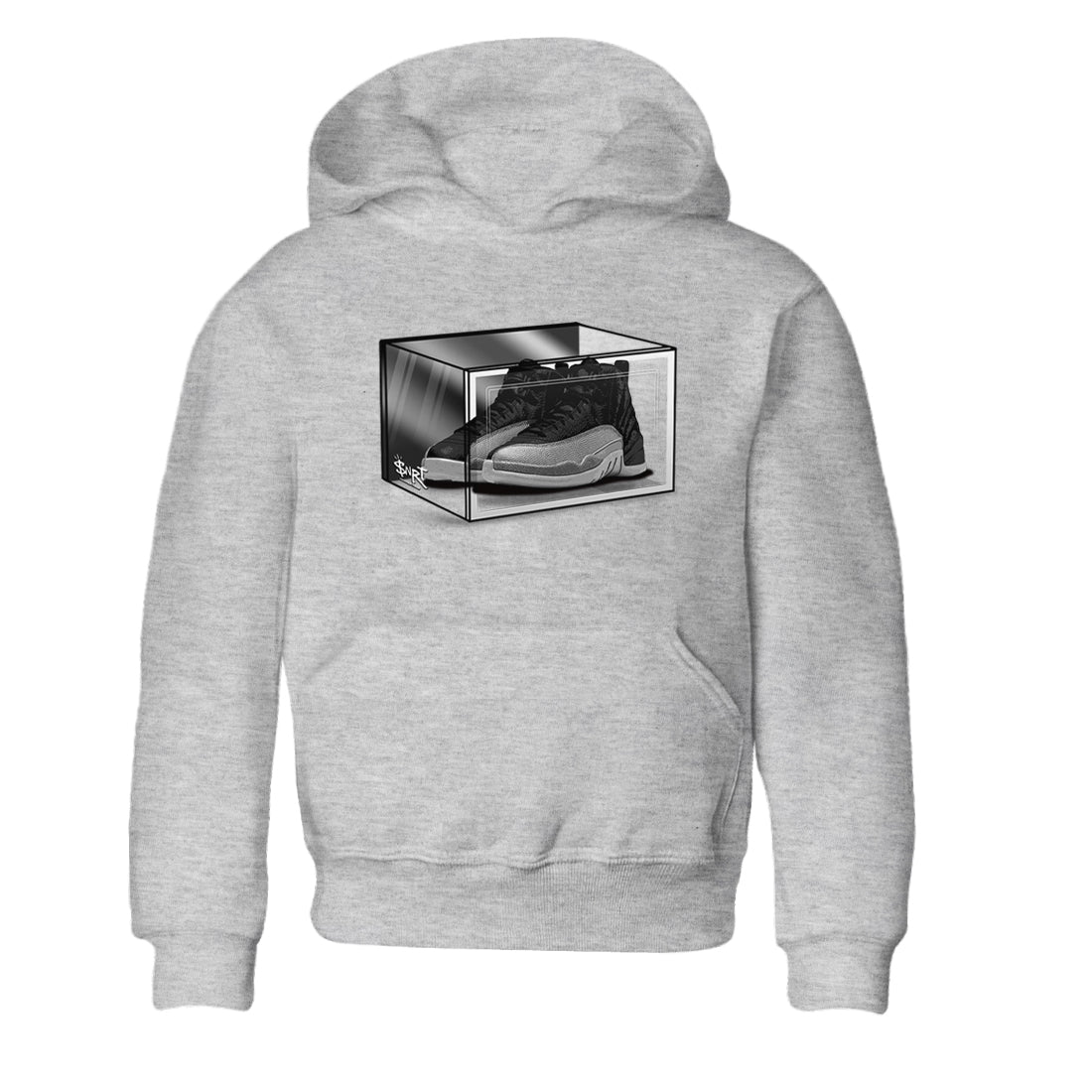 12s Black Wolf Grey shirts to match jordans Shoe Box sneaker match tees Air Jordan 12 Black Wolf Grey match shoes to clothes SNRT Sneaker Tees Youth Baby Heather Grey 2 tee