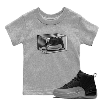12s Black Wolf Grey shirts to match jordans Shoe Box sneaker match tees Air Jordan 12 Black Wolf Grey match shoes to clothes SNRT Sneaker Tees Youth Baby Heather Grey 1 tee
