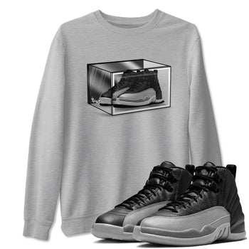 12s Black Wolf Grey shirts to match jordans Shoe Box sneaker match tees Air Jordan 12 Black Wolf Grey match shoes to clothes SNRT Sneaker Tees unisex cotton Heather Grey 1 shirts