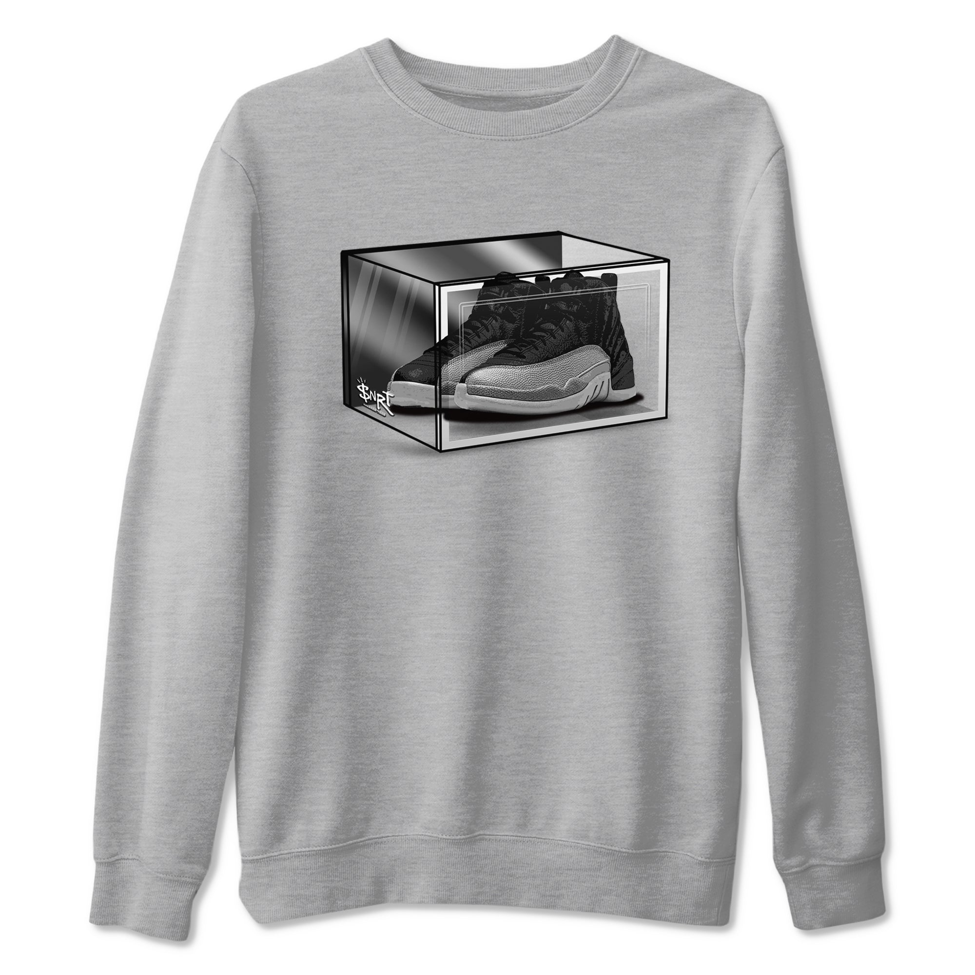 12s Black Wolf Grey shirts to match jordans Shoe Box sneaker match tees Air Jordan 12 Black Wolf Grey match shoes to clothes SNRT Sneaker Tees unisex cotton Heather Grey 2 shirts