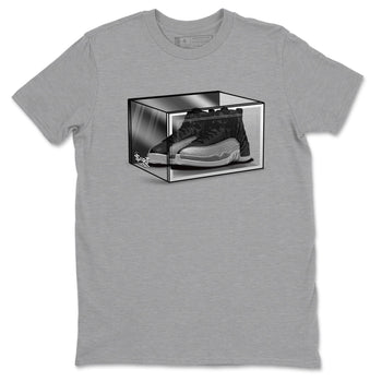 12s Black Wolf Grey shirts to match jordans Shoe Box sneaker match tees Air Jordan 12 Black Wolf Grey match shoes to clothes SNRT Sneaker Tees unisex cotton Heather Grey 2 shirts