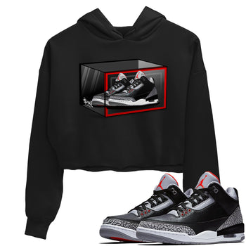 3s Black Cement shirts to match jordans Shoe Box sneaker match tees Air Jordan 3 Retro OG Black Cement match shoes to clothes SNRT Sneaker Tees unisex cotton Black 1 crop tee