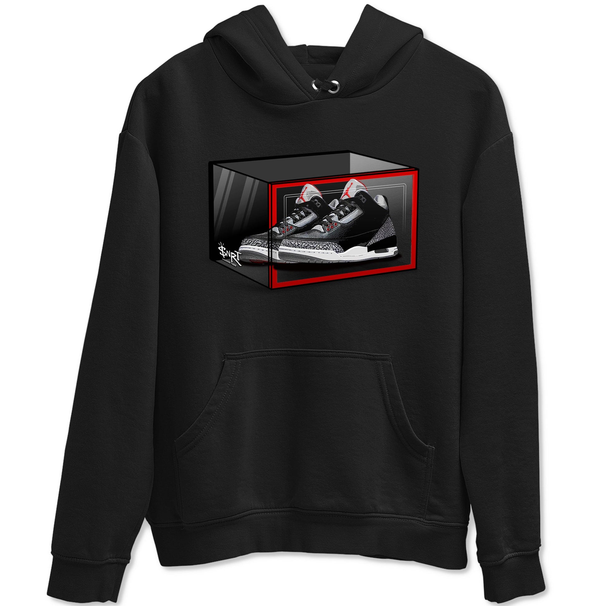 3s Black Cement shirts to match jordans Shoe Box sneaker match tees Air Jordan 3 Retro OG Black Cement match shoes to clothes SNRT Sneaker Tees unisex cotton Black 2 shirts