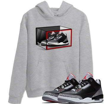 3s Black Cement shirts to match jordans Shoe Box sneaker match tees Air Jordan 3 Retro OG Black Cement match shoes to clothes SNRT Sneaker Tees unisex cotton Heather Grey 1 shirts