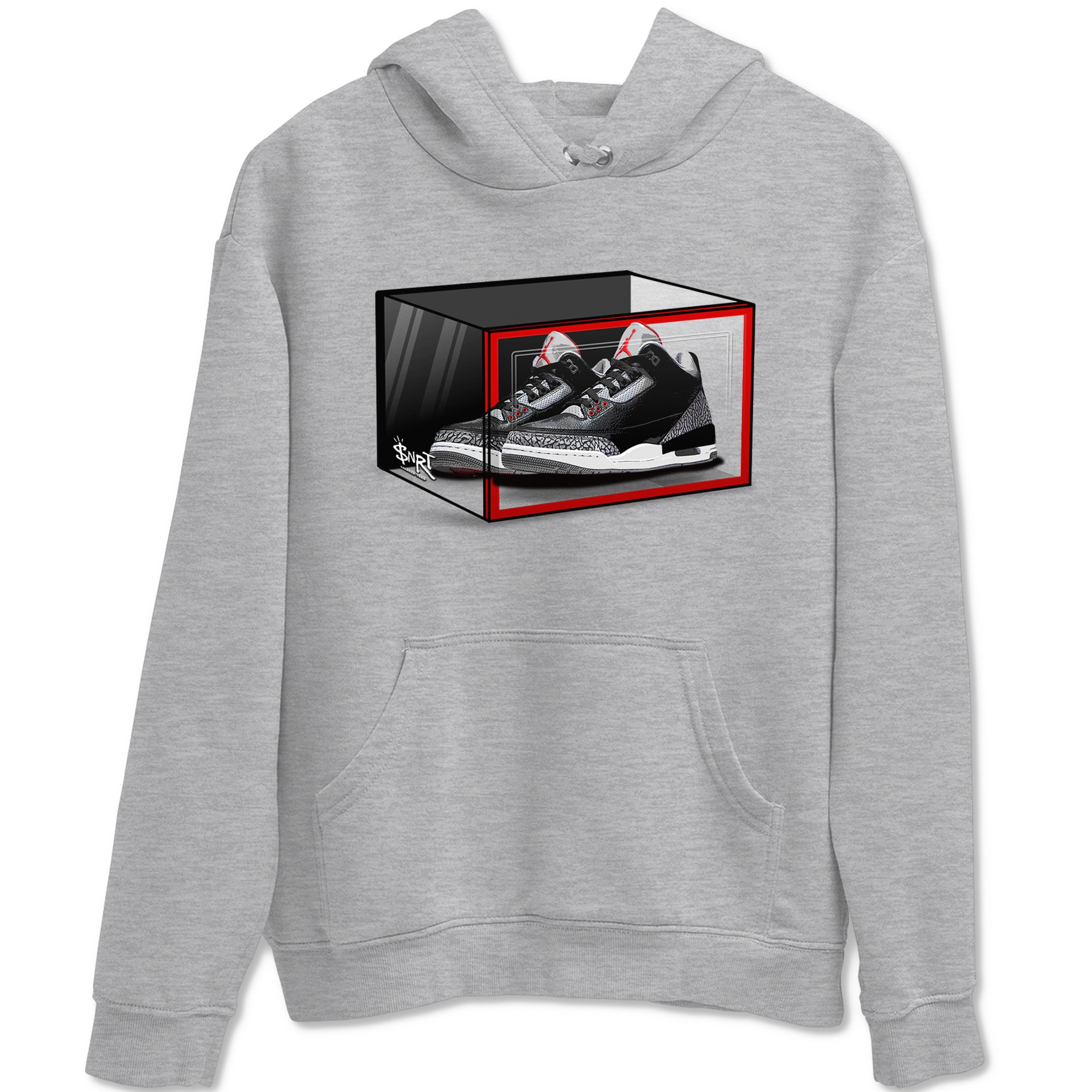 3s Black Cement shirts to match jordans Shoe Box sneaker match tees Air Jordan 3 Retro OG Black Cement match shoes to clothes SNRT Sneaker Tees unisex cotton Heather Grey 2 shirts