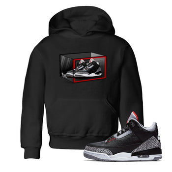 3s Black Cement shirts to match jordans Shoe Box sneaker match tees Air Jordan 3 Retro OG Black Cement match shoes to clothes SNRT Sneaker Tees Youth Baby Black 1 tee