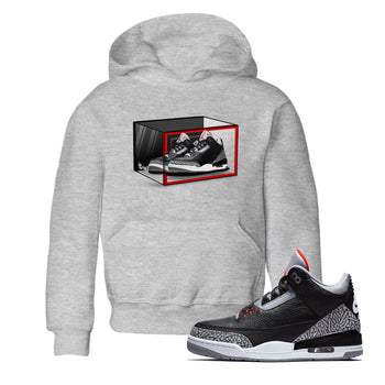 3s Black Cement shirts to match jordans Shoe Box sneaker match tees Air Jordan 3 Retro OG Black Cement match shoes to clothes SNRT Sneaker Tees Youth Baby Heather Grey 1 tee