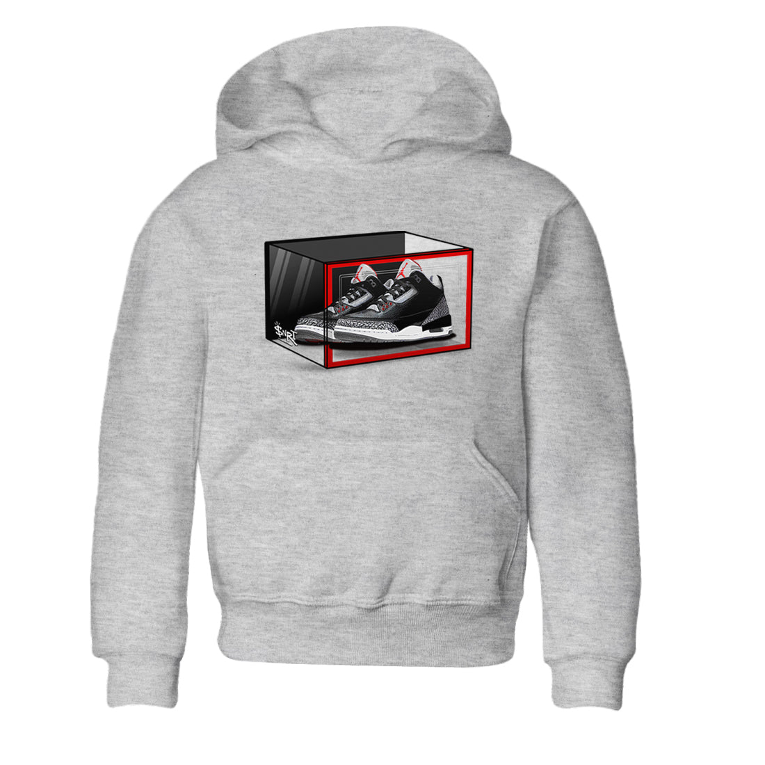 3s Black Cement shirts to match jordans Shoe Box sneaker match tees Air Jordan 3 Retro OG Black Cement match shoes to clothes SNRT Sneaker Tees Youth Baby Heather Grey 2 tee
