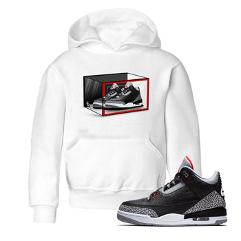 3s Black Cement shirts to match jordans Shoe Box sneaker match tees Air Jordan 3 Retro OG Black Cement match shoes to clothes SNRT Sneaker Tees Youth Baby White 1 tee