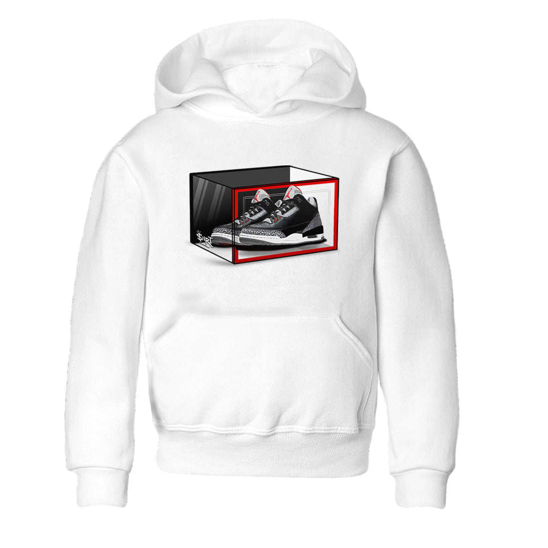 3s Black Cement shirts to match jordans Shoe Box sneaker match tees Air Jordan 3 Retro OG Black Cement match shoes to clothes SNRT Sneaker Tees Youth Baby White 2 tee