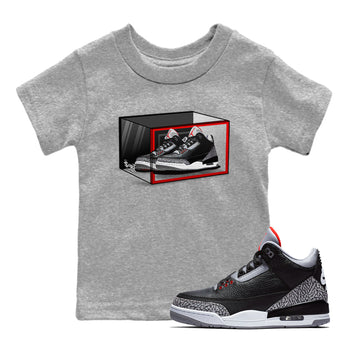 3s Black Cement shirts to match jordans Shoe Box sneaker match tees Air Jordan 3 Retro OG Black Cement match shoes to clothes SNRT Sneaker Tees Youth Baby Heather Grey 1 tee