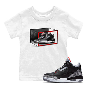 3s Black Cement shirts to match jordans Shoe Box sneaker match tees Air Jordan 3 Retro OG Black Cement match shoes to clothes SNRT Sneaker Tees Youth Baby White 1 tee