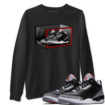 3s Black Cement shirts to match jordans Shoe Box sneaker match tees Air Jordan 3 Retro OG Black Cement match shoes to clothes SNRT Sneaker Tees unisex cotton Black 1 shirts