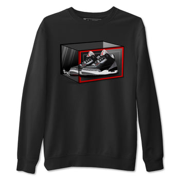 3s Black Cement shirts to match jordans Shoe Box sneaker match tees Air Jordan 3 Retro OG Black Cement match shoes to clothes SNRT Sneaker Tees unisex cotton Black 2 shirts