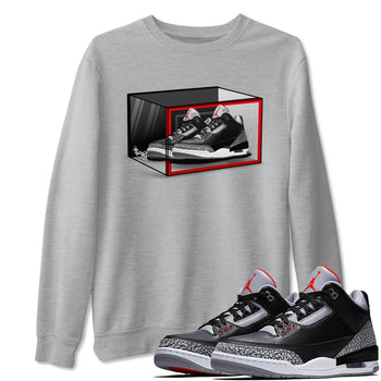 3s Black Cement shirts to match jordans Shoe Box sneaker match tees Air Jordan 3 Retro OG Black Cement match shoes to clothes SNRT Sneaker Tees unisex cotton Heather Grey 1 shirts