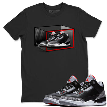 3s Black Cement shirts to match jordans Shoe Box sneaker match tees Air Jordan 3 Retro OG Black Cement match shoes to clothes SNRT Sneaker Tees unisex cotton Black 1 shirts