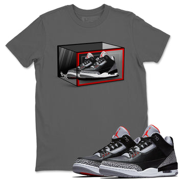 3s Black Cement shirts to match jordans Shoe Box sneaker match tees Air Jordan 3 Retro OG Black Cement match shoes to clothes SNRT Sneaker Tees unisex cotton Cool Grey 1 shirts