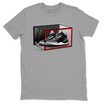 3s Black Cement shirts to match jordans Shoe Box sneaker match tees Air Jordan 3 Retro OG Black Cement match shoes to clothes SNRT Sneaker Tees unisex cotton Heather Grey 2 shirts