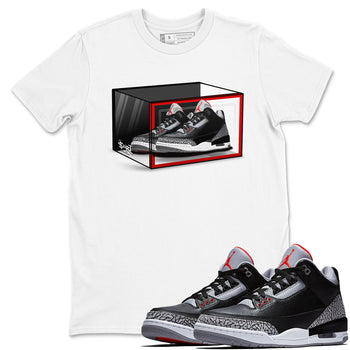 3s Black Cement shirts to match jordans Shoe Box sneaker match tees Air Jordan 3 Retro OG Black Cement match shoes to clothes SNRT Sneaker Tees unisex cotton White 1 shirts