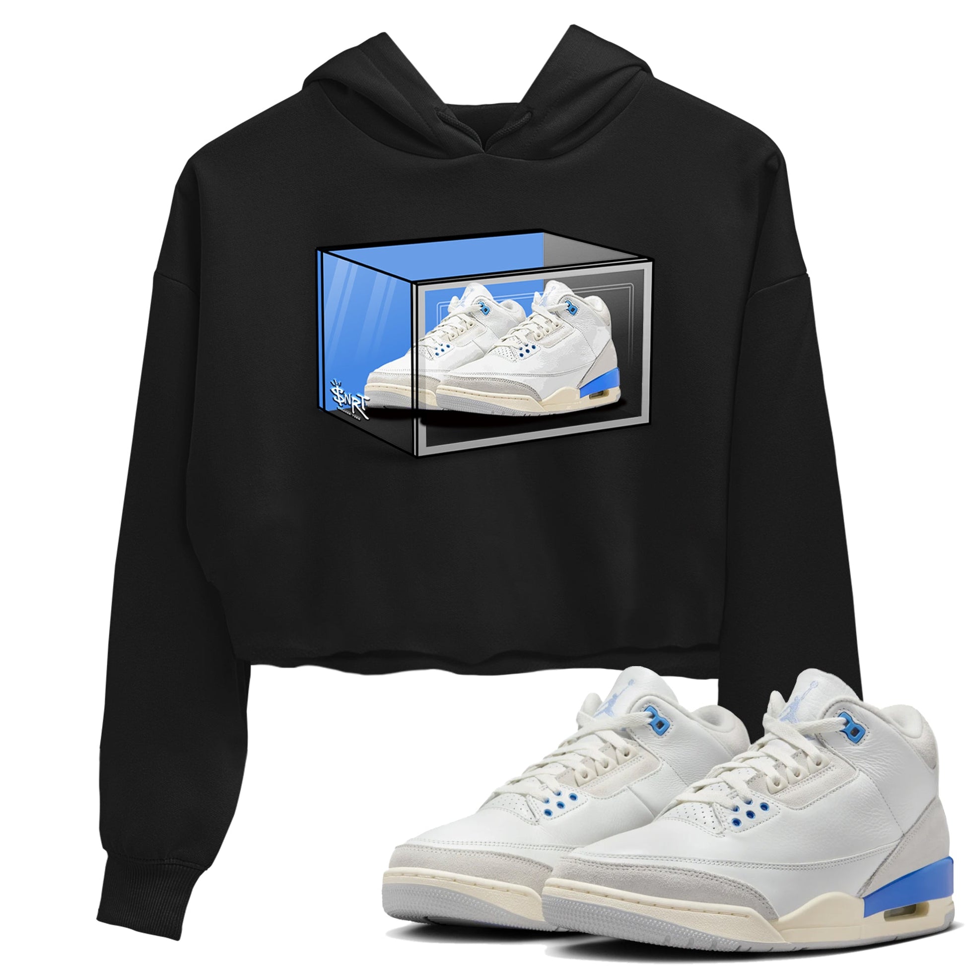 Air Jordan 3 Lucky Shorts shirts to match jordans Shoe Box sneaker match tees Air Jordan 3 Retro Lucky Shorts match shoes to clothes SNRT Sneaker Tees unisex cotton Black 1 crop tee