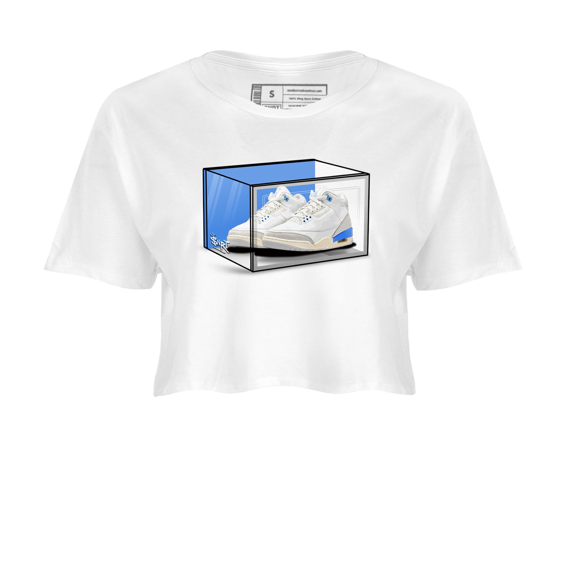 Air Jordan 3 Lucky Shorts shirts to match jordans Shoe Box sneaker match tees Air Jordan 3 Retro Lucky Shorts match shoes to clothes SNRT Sneaker Tees unisex cotton White 2 crop tee