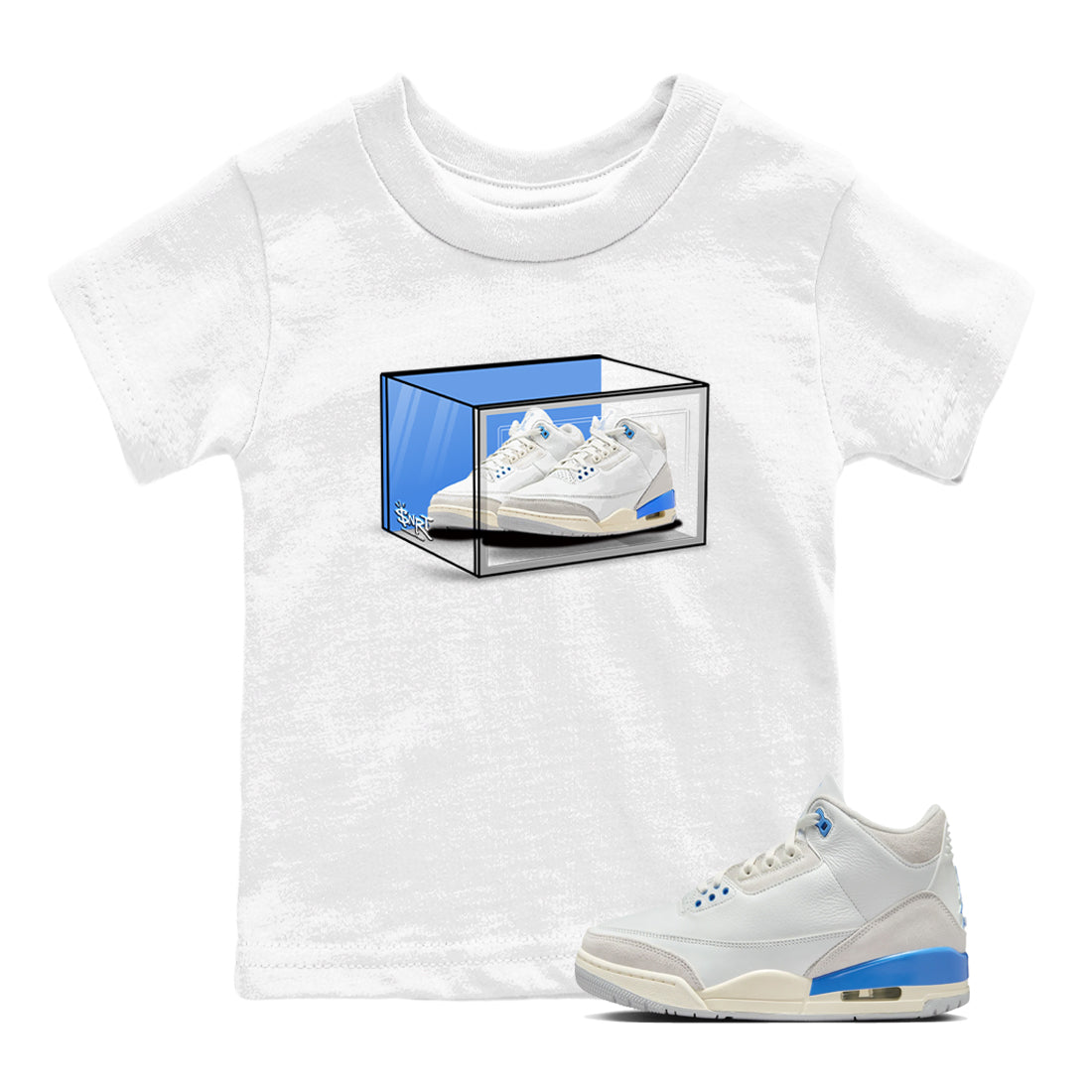 Air Jordan 3 Lucky Shorts shirts to match jordans Shoe Box sneaker match tees Air Jordan 3 Retro Lucky Shorts match shoes to clothes SNRT Sneaker Tees Youth Baby White 1 tee