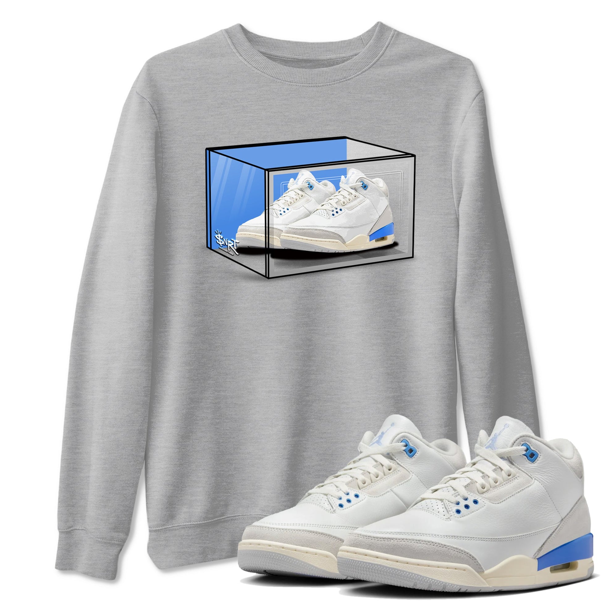 Air Jordan 3 Lucky Shorts shirts to match jordans Shoe Box sneaker match tees Air Jordan 3 Retro Lucky Shorts match shoes to clothes SNRT Sneaker Tees unisex cotton Heather Grey 1 shirts
