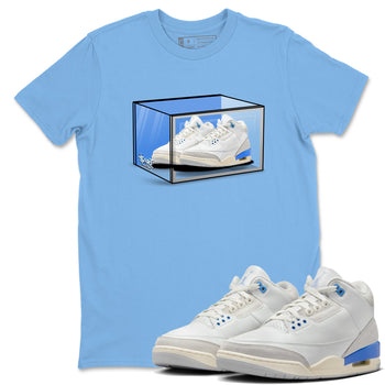 Air Jordan 3 Lucky Shorts shirts to match jordans Shoe Box sneaker match tees Air Jordan 3 Retro Lucky Shorts match shoes to clothes SNRT Sneaker Tees unisex cotton Carolina Blue 1 shirts