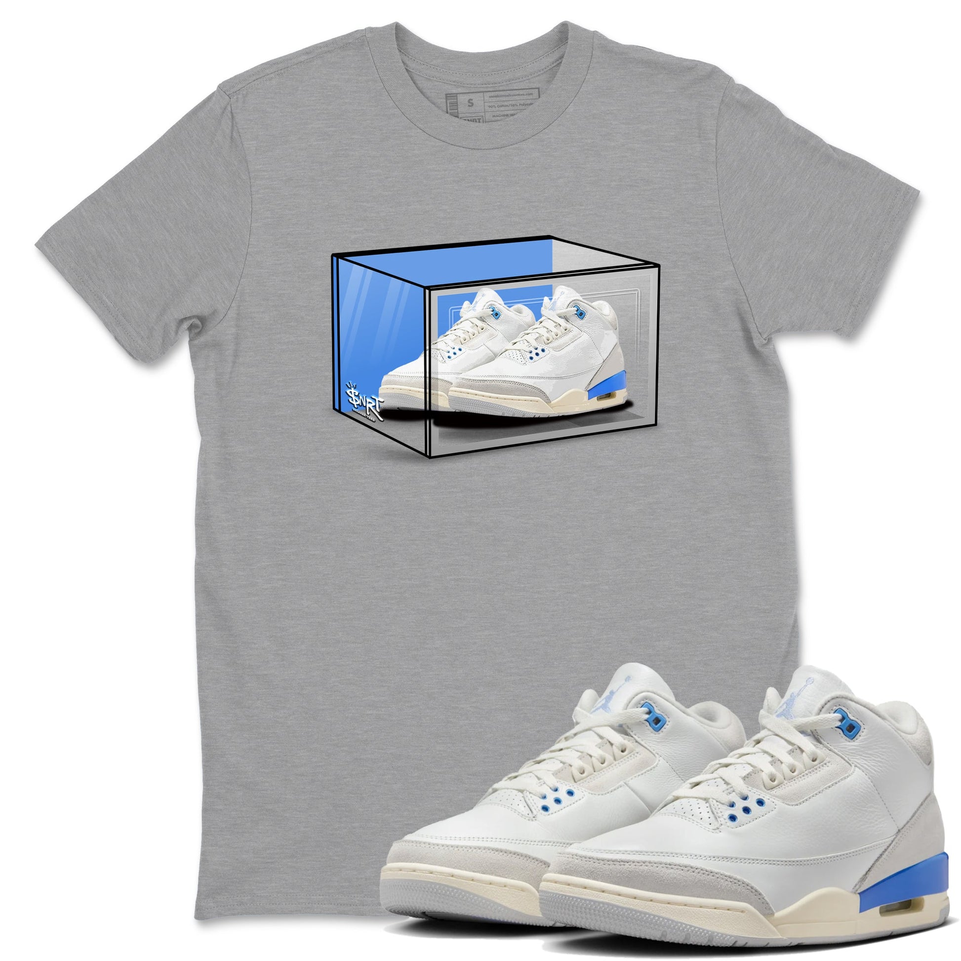 Air Jordan 3 Lucky Shorts shirts to match jordans Shoe Box sneaker match tees Air Jordan 3 Retro Lucky Shorts match shoes to clothes SNRT Sneaker Tees unisex cotton Heather Grey 1 shirts