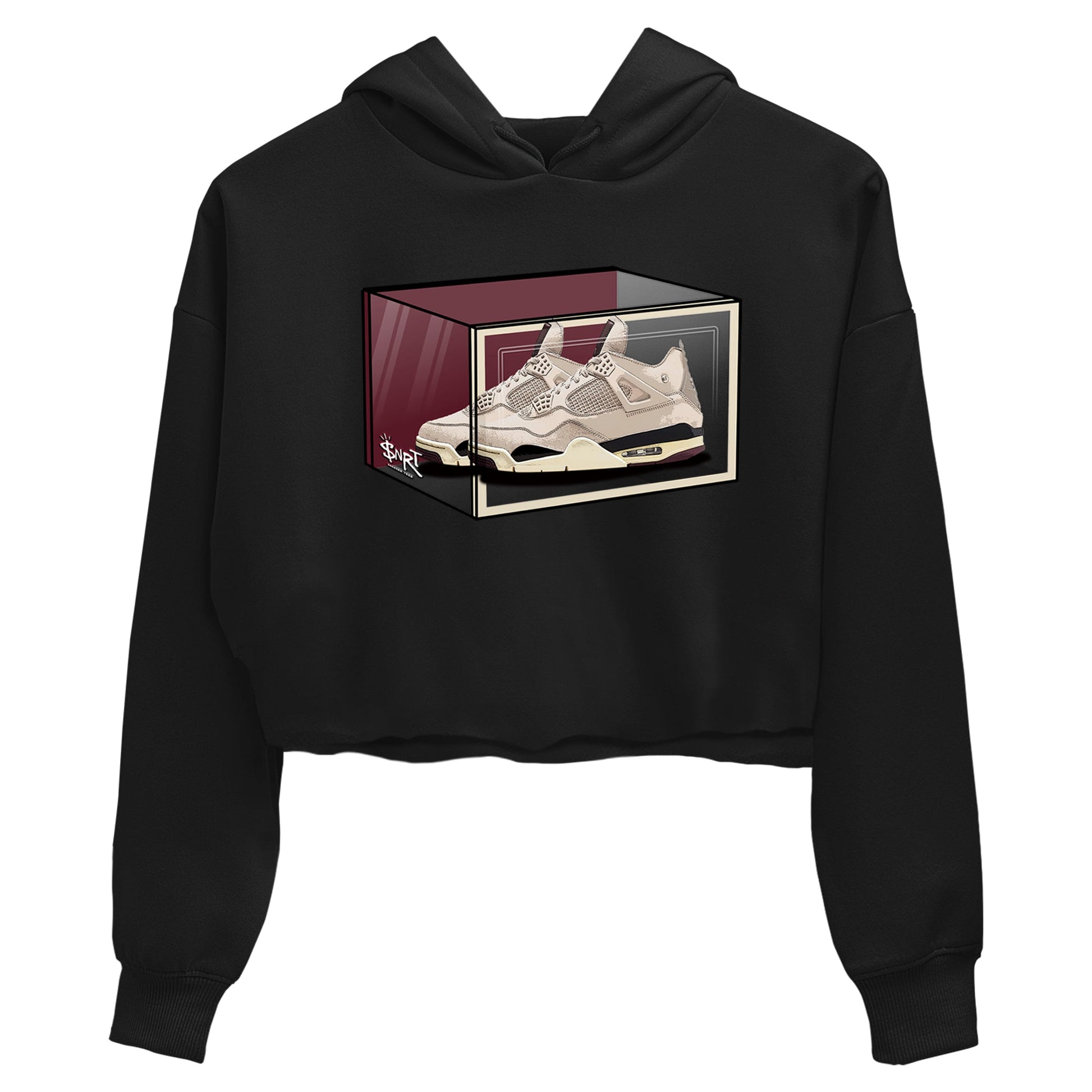 4s A Ma Maniere x Fossil Stone shirts to match jordans Shoe Box sneaker match tees Air Jordan 4 A Ma Maniere x Fossil Stone match shoes to clothes SNRT Sneaker Tees unisex cotton Black 2 crop tee