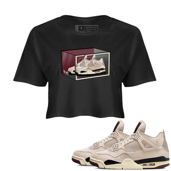 4s A Ma Maniere x Fossil Stone shirts to match jordans Shoe Box sneaker match tees Air Jordan 4 A Ma Maniere x Fossil Stone match shoes to clothes SNRT Sneaker Tees unisex cotton Black 1 crop tee