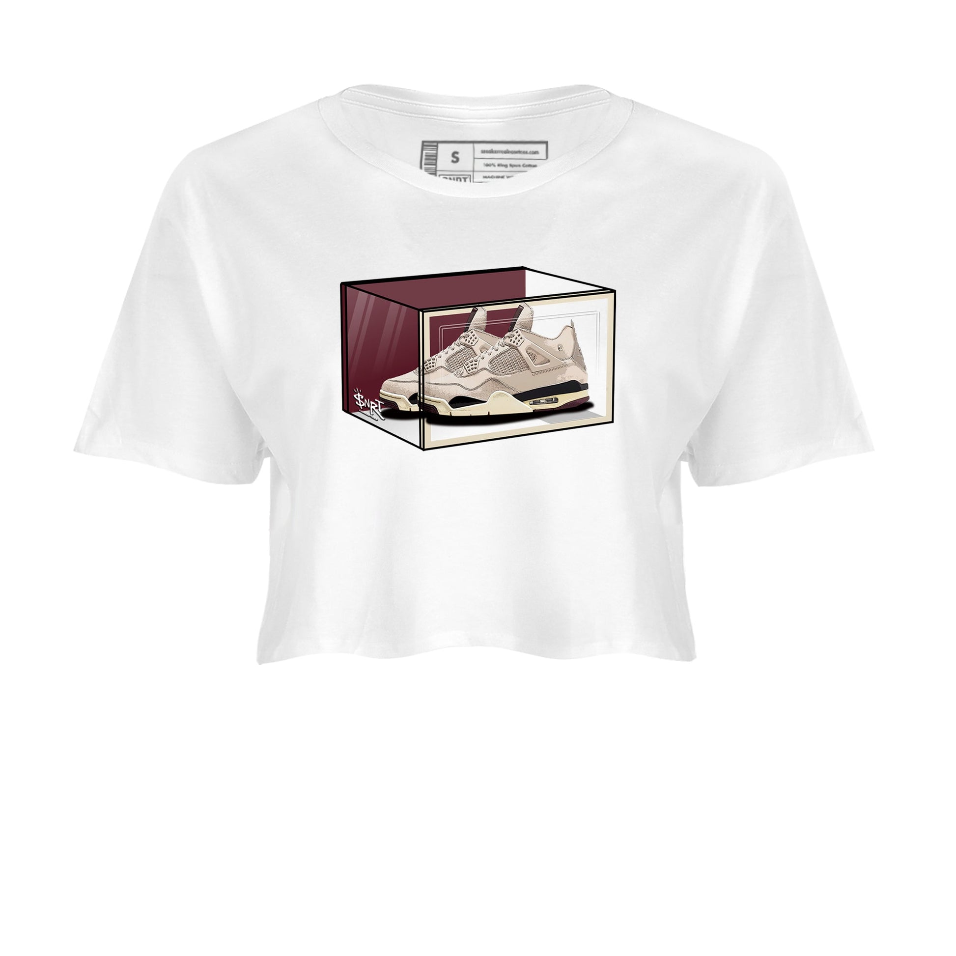 4s A Ma Maniere x Fossil Stone shirts to match jordans Shoe Box sneaker match tees Air Jordan 4 A Ma Maniere x Fossil Stone match shoes to clothes SNRT Sneaker Tees unisex cotton White 2 crop tee