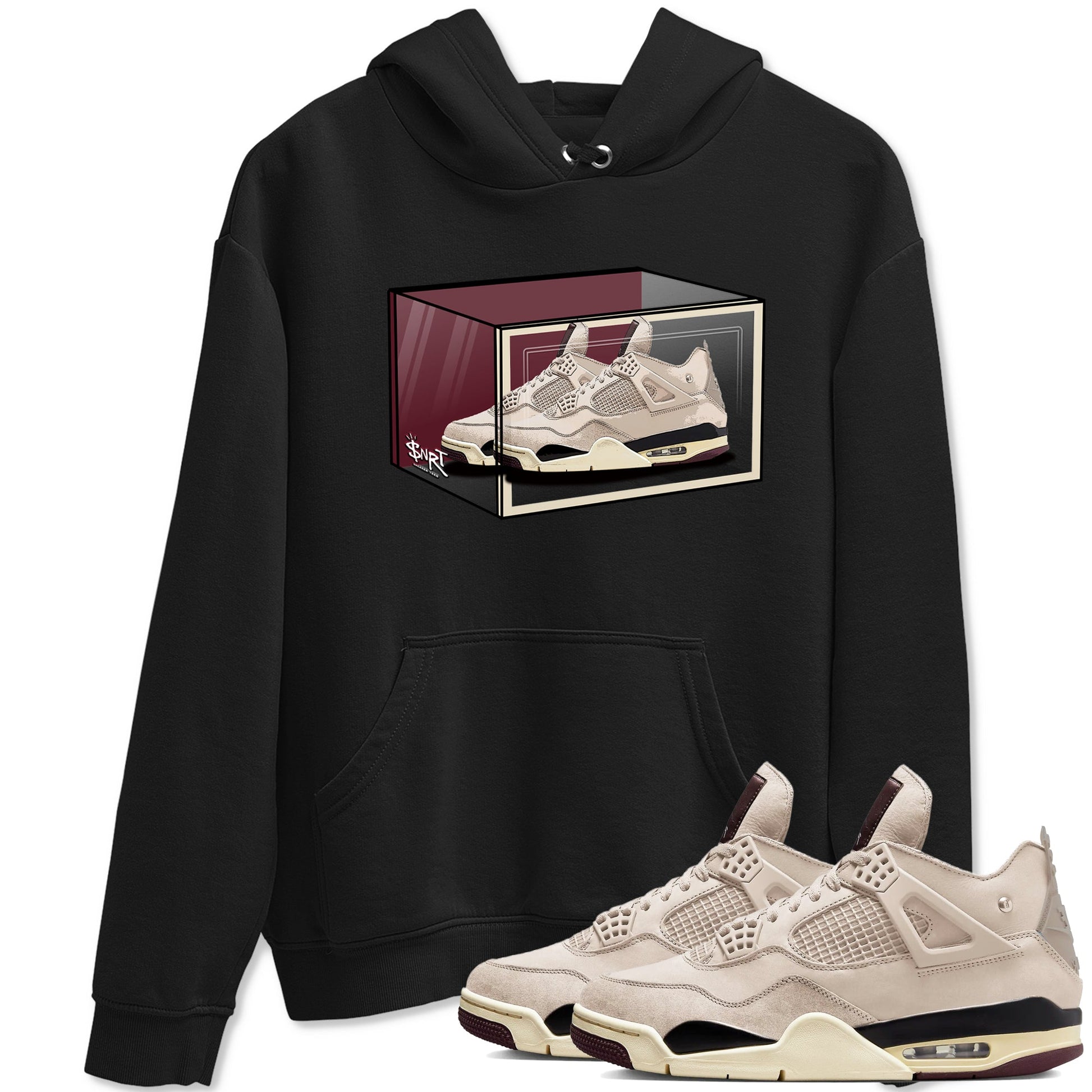 4s A Ma Maniere x Fossil Stone shirts to match jordans Shoe Box sneaker match tees Air Jordan 4 A Ma Maniere x Fossil Stone match shoes to clothes SNRT Sneaker Tees unisex cotton Black 1 shirts