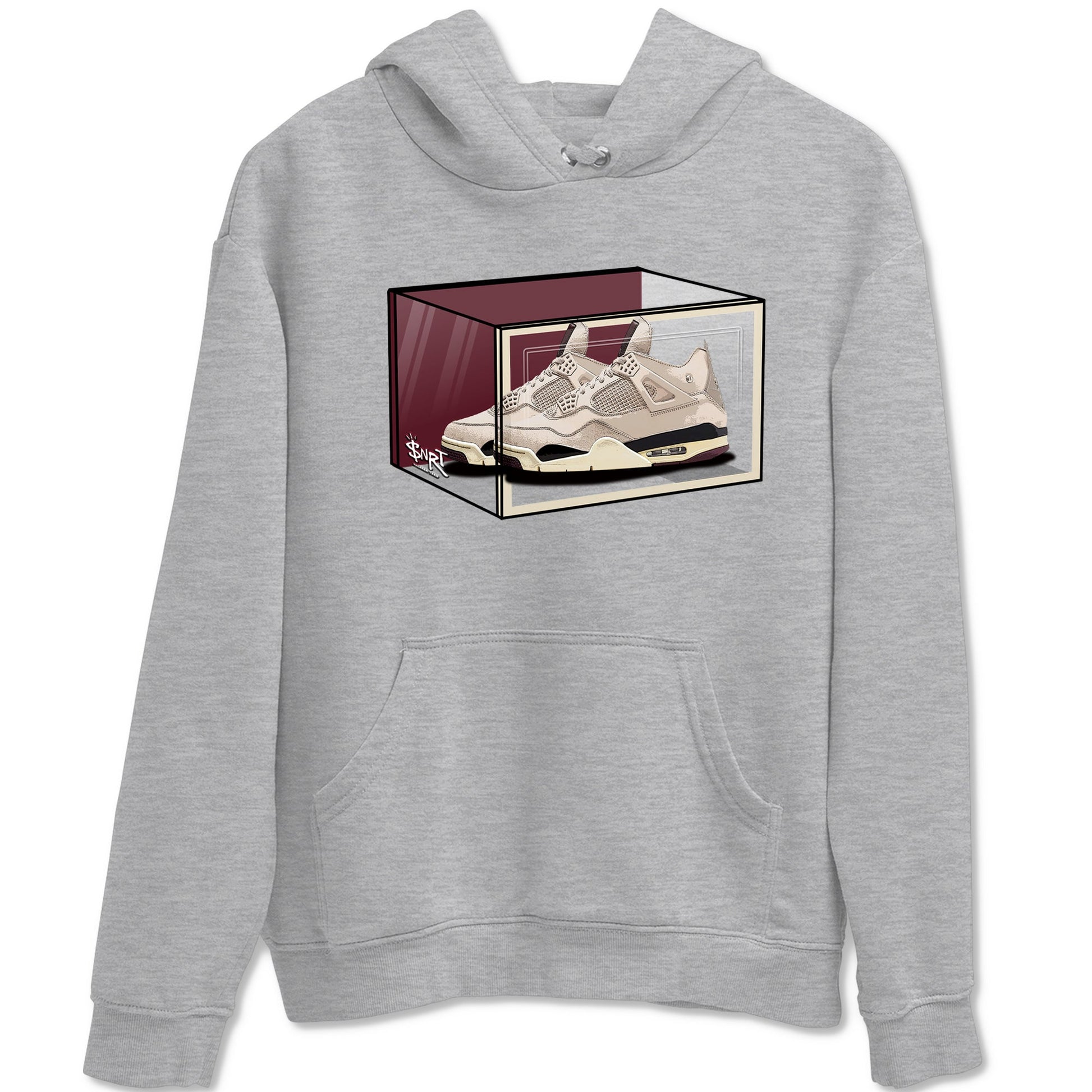 4s A Ma Maniere x Fossil Stone shirts to match jordans Shoe Box sneaker match tees Air Jordan 4 A Ma Maniere x Fossil Stone match shoes to clothes SNRT Sneaker Tees unisex cotton Heather Grey 2 shirts