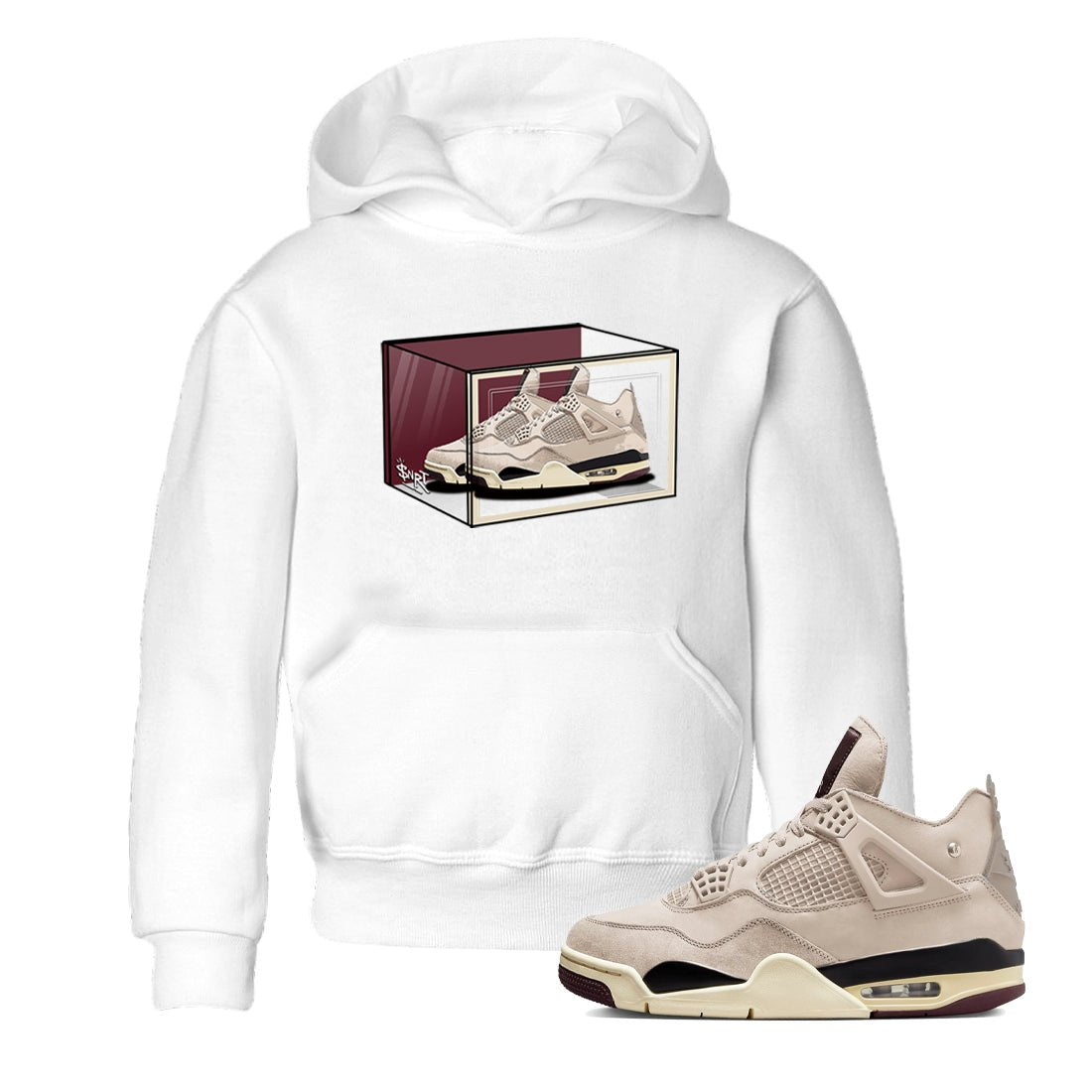 4s A Ma Maniere x Fossil Stone shirts to match jordans Shoe Box sneaker match tees Air Jordan 4 A Ma Maniere x Fossil Stone match shoes to clothes SNRT Sneaker Tees Youth Baby White 1 tee