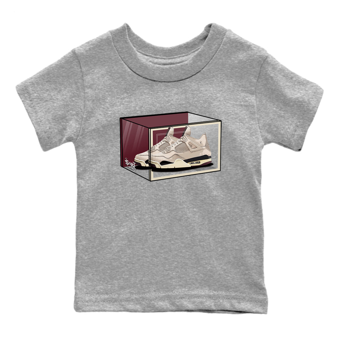 4s A Ma Maniere x Fossil Stone shirts to match jordans Shoe Box sneaker match tees Air Jordan 4 A Ma Maniere x Fossil Stone match shoes to clothes SNRT Sneaker Tees Youth Baby Heather Grey 2 tee